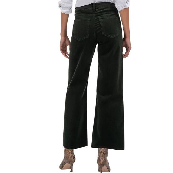 Kut from the Kloth Meg Corduroy Fab Ab Wide Leg Dark Forest Green 4 Petite - Picture 2 of 14